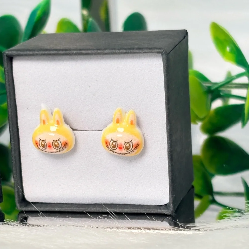 Cute Yellow Monster Character Stud‎ Earrings